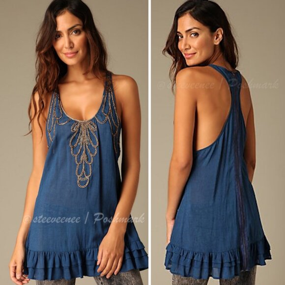 Free People Heavy Metal Top Tank in Cobalt ASO Alex Russo / Tori Vega FLAWED - Picture 3 of 12